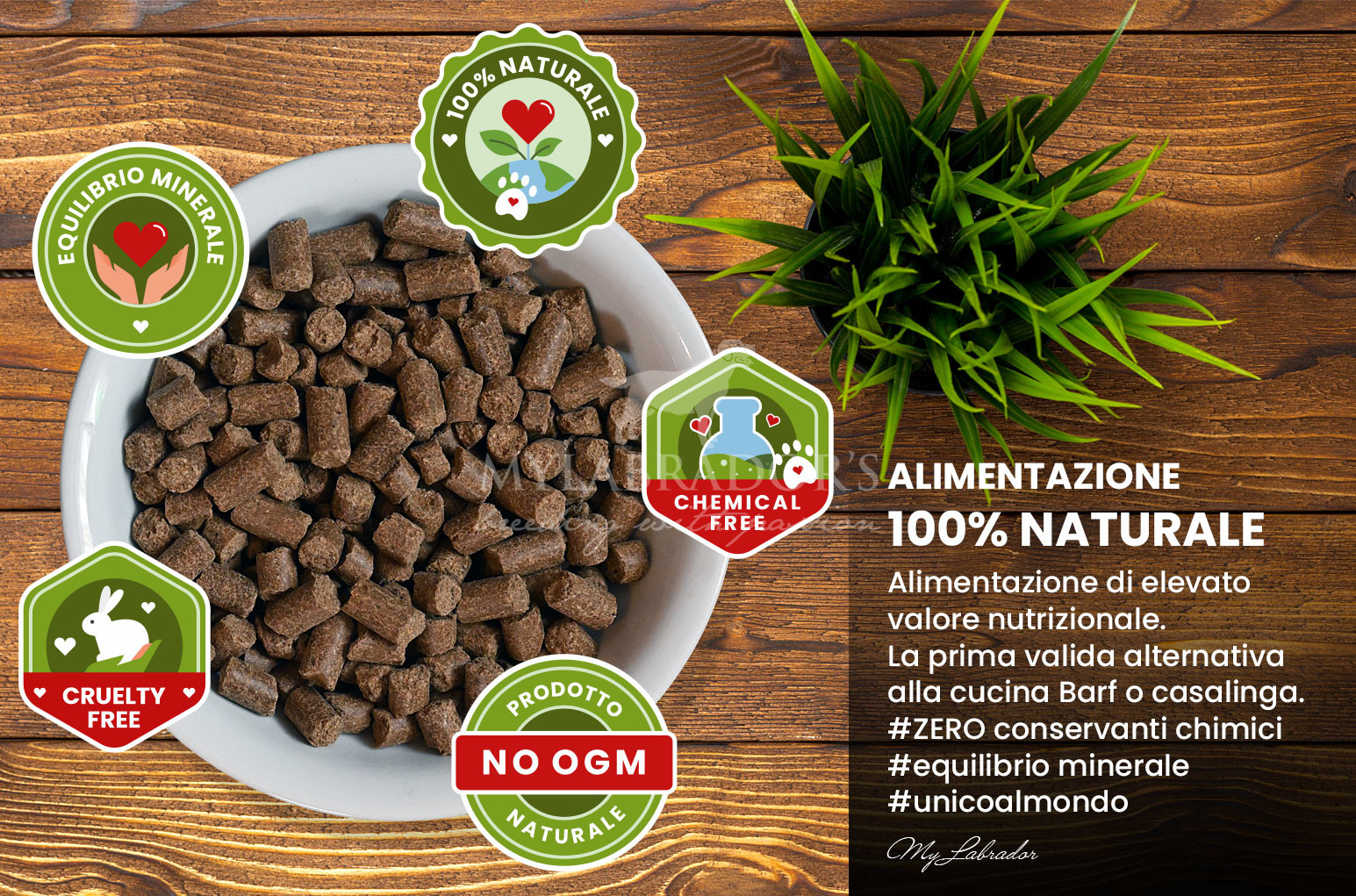 Cibo naturale pressato a freddo per cani — alta percentuale di carne